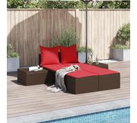 LoogCape Chaise longue double avec coussin marron en rotin synthétique - 104 x 162 x 30 cm - Avec table d'appoint - Résistant aux intempéries - Pour jardin, balcon, terrasse