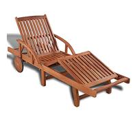 LoogCape Chaise longue en bois d'acacia massif avec 2 roues et table extensible, dossier réglable en 5 positions, résistant aux intempéries, pour jardin, terrasse, balcon, piscine
