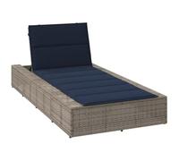 LoogCape Chaise longue en polyrotin gris avec coussin flottant, dossier réglable sur 3 positions, rembourré, pour extérieur, jardin, balcon, terrasse, piscine, détente