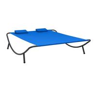 LoogCape Chaise longue en tissu bleu avec dossier réglable et coussin rembourré résistant aux intempéries pour jardin, terrasse, balcon, piscine, plage, salon d'extérieur