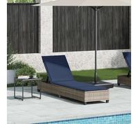 LoogCape Chaise longue grise en rotin synthétique avec coussins 55 x 200 x 25,5 cm, dossier réglable, rembourré, résistant aux intempéries, pour jardin, balcon, terrasse et piscine