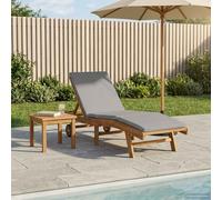 LoogCape Chaise longue pliante et réglable en polyester - Marron - Gris clair - 200 x 59,5 x 35 cm - Pour piscine, jardin, balcon - Résistant aux intempéries