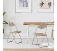 LoogCape Chaise Pliante 2 pcs Sable 48 x 43,5 x 81 cm Simili Cuir Moderne pour Salle à Manger, Bureau ou Salon avec Dossier Ouvert, poignée intégrée, Design Ergonomique et