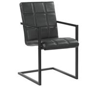 LoogCape Chaises à Manger Cantilever Lot de 2 Noir Cuir véritable, Design rétro, Confortable, Robuste, pour Cuisine, Salle à Manger, Salon ou Bureau, Finition élégante, idéal pour Repas