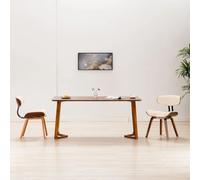 LoogCape Chaises à Manger Lot de 2 crème en Similicuir avec Cadre en Bois courbé, Dimensions 51,5 x 54 x 78 cm, Assise Ergonomique, Design scandinave Moderne pour Salle à Manger ou Cuisine élégante