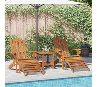 LoogCape Chaises Adirondack de Jardin en Bois d'acacia Massif avec Repose-Pieds Lot de 2 fauteuils Pliables pour extérieur terrasse Patio Balcon Piscine avec accoudoirs et Dossier Haut