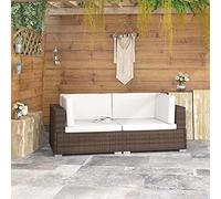 LoogCape Chaises d'angles Lot de 2 avec Coussins Résine tressée Marron extérieur modulable canapé sectionnel pour Jardin terrasse Balcon Patio mobilier d'extérieur