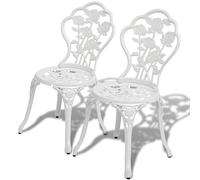 LoogCape Chaises de Bistro en Aluminium coulé Blanc Lot de 2 pour Jardin Patio Balcon mobilier extérieur Robuste et résistant aux intempéries, parfaites pour Repas en Plein air ou détente