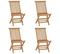 LoogCape Chaises de Jardin Pliables Lot de 4 en Bois de Teck Massif, fauteuils résistants à l'extérieur, Design Simple et élégant pour terrasse, Balcon, Patio ou Piscine, Confort Optimal
