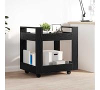 LoogCape Chariot de bureau noir aspect chêne 60 x 45 x 60 cm avec roulettes, matériau en bois robuste, idéal pour la cuisine, la salle à manger ou le salon, étagère mobile moderne, durable et facile à