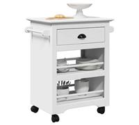 LoogCape Chariot de cuisine BODO blanc 67,5 x 45 x 80 cm avec 2 étagères, tiroir et 4 roulettes pour un rangement polyvalent, le service et l'organisation dans la salle à manger, la cuisine ou le