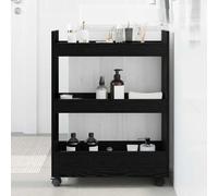 LoogCape Chariot de rangement étroit aspect chêne noir avec 4 roulettes, chariot de service et de niche peu encombrant pour cuisine, salle à manger, bar, plan de travail, organiseur, mobile et durable