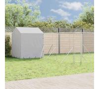 LoogCape Chenil d'extérieur pour Chiens 6x6x2,5 m avec Toit en Acier galvanisé et Porte verrouillable, abri Robuste pour Animaux de Compagnie en Jardin ou pour Voyage, Protection UV argenté