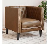 LoogCape Chesterfield Fauteuil marron en cuir synthétique aspect daim 71 x 74,5 x 70,5 cm, fauteuil club pour salon, chambre à coucher, fauteuil lounge confortable, charge maximale de 110 kg