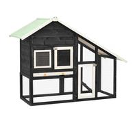 LoogCape Clapier à lapin gris blanc 140 x 63 x 120 cm en bois de sapin massif avec toit imperméable pour lapins, cochons d'Inde, rongeurs, petits animaux, utilisation en intérieur et en extérieur