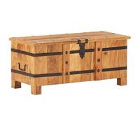 LoogCape Coffre en bois d'acacia massif 90 x 40 x 40 cm avec couvercle et serrure pour rangement dans la chambre à coucher, le salon, le couloir, la chambre d'enfant, le jardin, le balcon