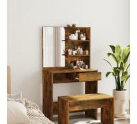 LoogCape Coiffeuse avec miroir en chêne fumé 74,5 x 40 x 141 cm avec étagère et tiroir pour chambre à coucher, salon ou bureau, design moderne, construction stable