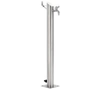 LoogCape Colonne d'eau de jardin ronde en acier inoxydable 95 cm avec robinet, système d'irrigation pour jardin, balcon, parterre surélevée, avec raccord, régulateur d'eau, buse de pulvérisation