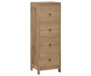LoogCape Commode 30 x 30 x 90 cm en teck massif avec 4 tiroirs pour un rangement polyvalent dans le salon, la chambre à coucher, le couloir ou le bureau, design robuste, lasure rustique