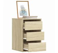 LoogCape Commode en chêne Sonoma 40 x 41 x 58 cm en bois avec 3 tiroirs pour chambre à coucher, salon, couloir et bureau, buffet multifonction avec espace de rangement, étagère, organiseur, séparateur