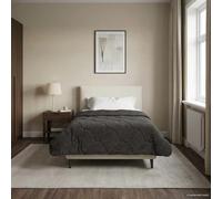 LoogCape Couette d'été anthracite 140 x 220 cm en microfibre polaire respirante lavable durable pour un sommeil agréable toute l'année