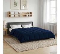 LoogCape Couette d'été bleu foncé 220 x 260 cm en microfibre avec design matelassé des deux côtés, respirante, facilement lavable pour un sommeil confortable toute l'année