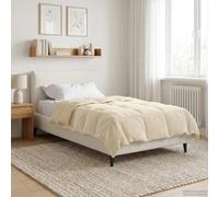 LoogCape Couette d'été crème 155 x 200 cm en microfibre avec design matelassé, tissu double face, respirant, lavable pour un confort de sommeil agréable toute l'année