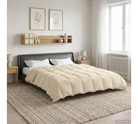 LoogCape Couette d'été crème - 200 x 240 cm - En microfibre - Tissu double face - Respirant et lavable - Pour un confort de sommeil toute l'année