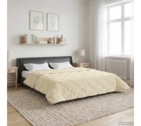LoogCape Couette d'été crème 240 x 260 cm en microfibre polaire respirante pour l'été et la mi-saison, lavable, hypoallergénique, légère, durable, pour une utilisation toute l'année, design moderne