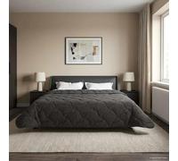 LoogCape Couette d'hiver anthracite 240 x 260 cm en microfibre polaire respirante lavable pour la saison froide, durable, douillette, adaptée pour la chambre à coucher