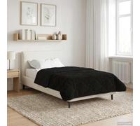 LoogCape Couette d'hiver noire, 155 x 200 cm, en microfibre et polaire en peluche, respirante, chaude, lavable, pour toute l'année, design moderne, douillette, durable, idéale pour la chambre à