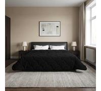 LoogCape Couette d'hiver noire 200 x 200 cm en microfibre polaire respirante lavable durable pour la saison froide, design moderne, douillette et légère, convient pour l'hiver et la mi-saison