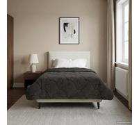 LoogCape Couette d'hiver rembourrée anthracite 140 x 220 cm en microfibre polaire respirante lavable pour une sensation de sommeil chaude et confortable toute l'année dans la chambre à coucher