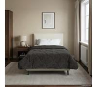 LoogCape Couette toutes saisons anthracite 155 x 200 cm avec design matelassé, respirante et lavable, microfibre et polaire douillette, pour l'hiver, l'été et la mi-saison