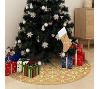 LoogCape Couverture de sapin de Noël de luxe avec chaussette, jaune, 90 cm, en tissu pour sapin de Noël, protection d'arbre, décoration de Noël pour une atmosphère festive