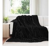 LoogCape Couverture noire 270 x 240 cm en polaire douce pour salon, chambre à coucher, douillette, respirante, légère, polyvalente, chaude, idéale pour l'été et l'hiver, confortable, durable