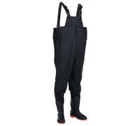 LoogCape Cuissard imperméable avec bottes en caoutchouc intégrées, taille 46, noir, pour la pêche, la chasse, les travaux de plein air, le nettoyage de l'étang, les activités aquatiques, polyester