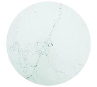 LoogCape Dessus de Table en Verre trempé Blanc Ø80 cm avec Design marbre pour Salle à Manger, Bureau, Salon, extérieur, intérieur, Support Support de réparation ou création de Meuble Durable