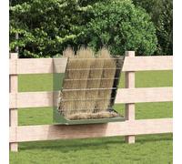 LoogCape Distributeur de nourriture à foin argenté 71 x 33 x 70 cm en acier galvanisé résistant aux intempéries pour intérieur et extérieur avec capacité de 5 kg, durable, facile à monter