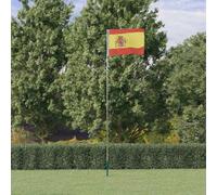 LoogCape Drapeau de l'Espagne avec mât, 5,5 m, en aluminium, résistant aux intempéries, avec mât télescopique pour fête, extérieur, balcon, cour et camping, décoration durable pour événements et