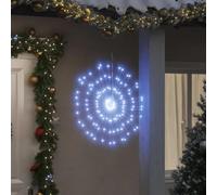 LoogCape Éclairage de Noël feu d'artifice 140 LED blanc froid 17 cm avec télécommande IP44 étanche pour l'intérieur et l'extérieur Guirlande lumineuse flexible en fil de cuivre avec minuterie
