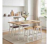 LoogCape Ekai Lot de 2 tabourets de bar hauts en pin massif avec dossier, repose-pieds pour cuisine, salle à manger, bar Blanc 40 x 29 x 63 cm