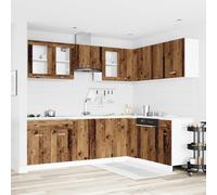 LoogCape Ensemble de 11 Meubles de Cuisine Lyon en Bois d'ingénierie Vieilli pour Rangement, Armoire, Buffet, étagère, Placard, Meuble Bas Haut, Salle à Manger, Plan de Travail, Cuisine équipée