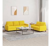 LoogCape Ensemble de 2 canapés en tissu jaune clair, 100 % polyester, avec coussins, structure robuste en contreplaqué, canapé de salon confortable pour la détente et les conversations, canapé durable