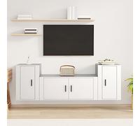 LoogCape Ensemble de 3 meubles TV en bois blanc, moderne, montage mural, pour salon, stable, polyvalent, support TV universel
