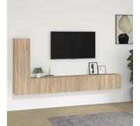 LoogCape Ensemble de 3 meubles TV en chêne Sonoma - Montage mural - Grand espace de rangement - 2 x 100 x 30 x 30 cm - 1 x 30,5 x 30 x 110 cm - Design moderne pour le salon