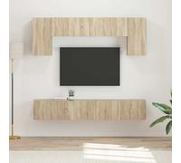 LoogCape Ensemble de 4 meubles TV en chêne Sonoma - Meuble bas moderne mural avec espace de rangement, étagères et tiroirs pour salon et coin gaming peu encombrant