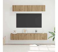 LoogCape Ensemble de 5 meubles TV muraux en bois de chêne artisanal, design moderne, rangement polyvalent, pour salon, home cinéma