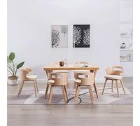 LoogCape Ensemble de 6 chaises à Manger crème en Bois courbé et Similicuir, fauteuils Modernes scandinaves, sièges Confortables pour Salle à Manger, Salon ou Bureau, Design épuré