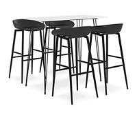 LoogCape Ensemble de bar 5 pièces blanc et noir avec table à manger et chaises pour intérieur moderne, jardin, bar, pub ou restaurant - Ensemble de meubles robuste avec table extensible et ergonomique